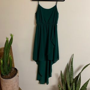Asymmetric emerald dress